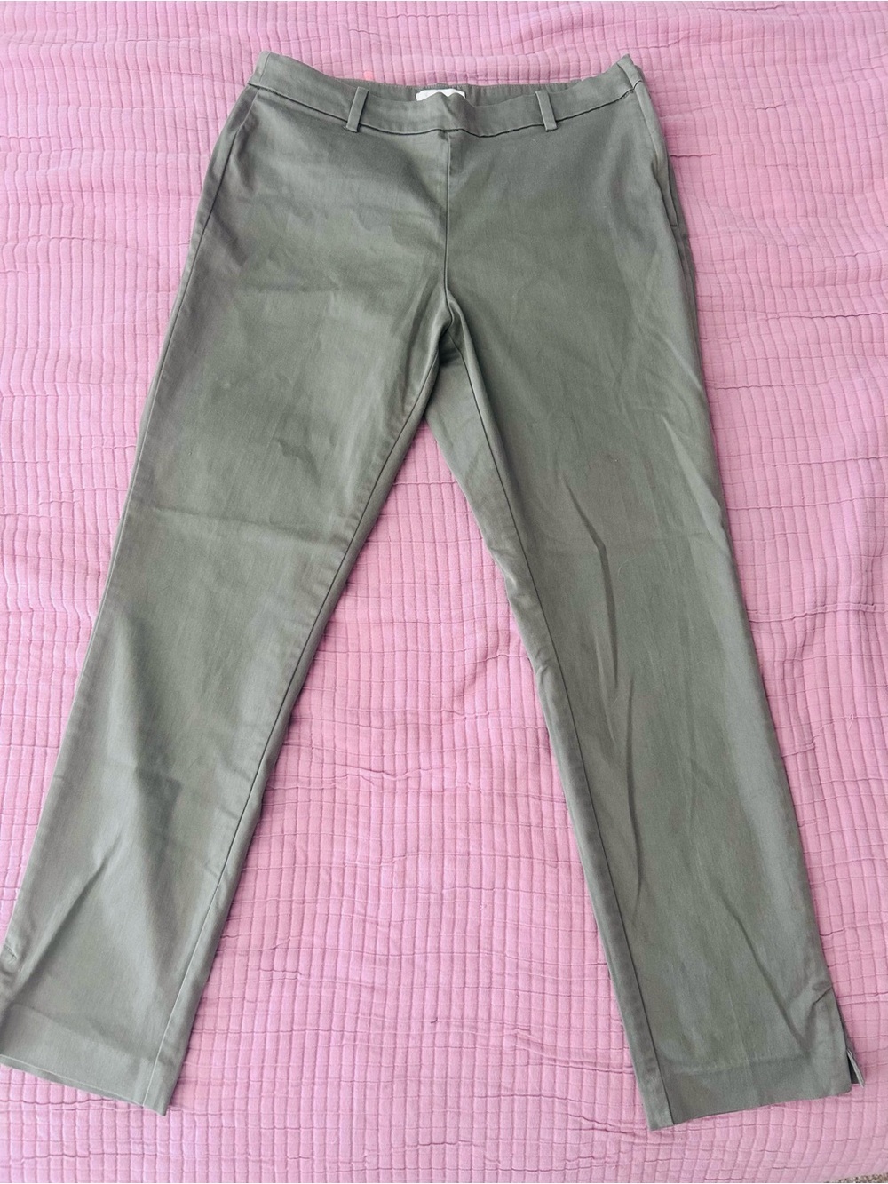 Zara Olive Cropped Straight-Leg Pants